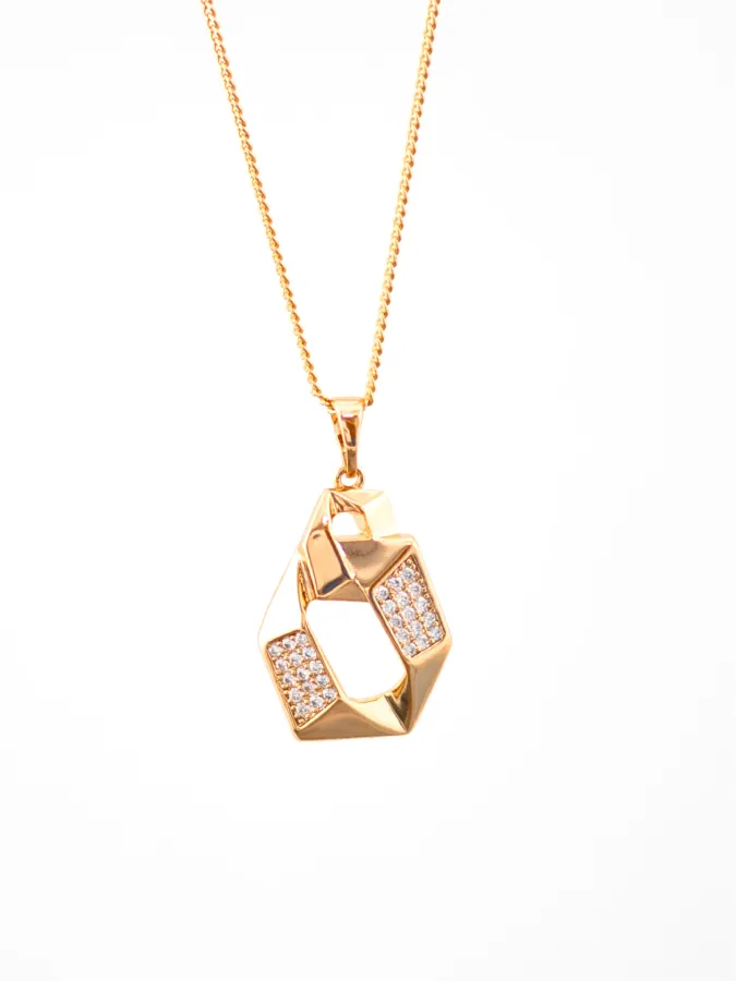 Collier Géométrique Doré – Hypoallergénique