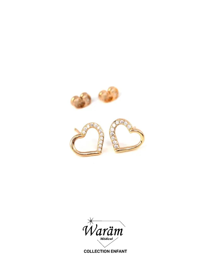 Boucles d’oreilles enfant coeur zircon
