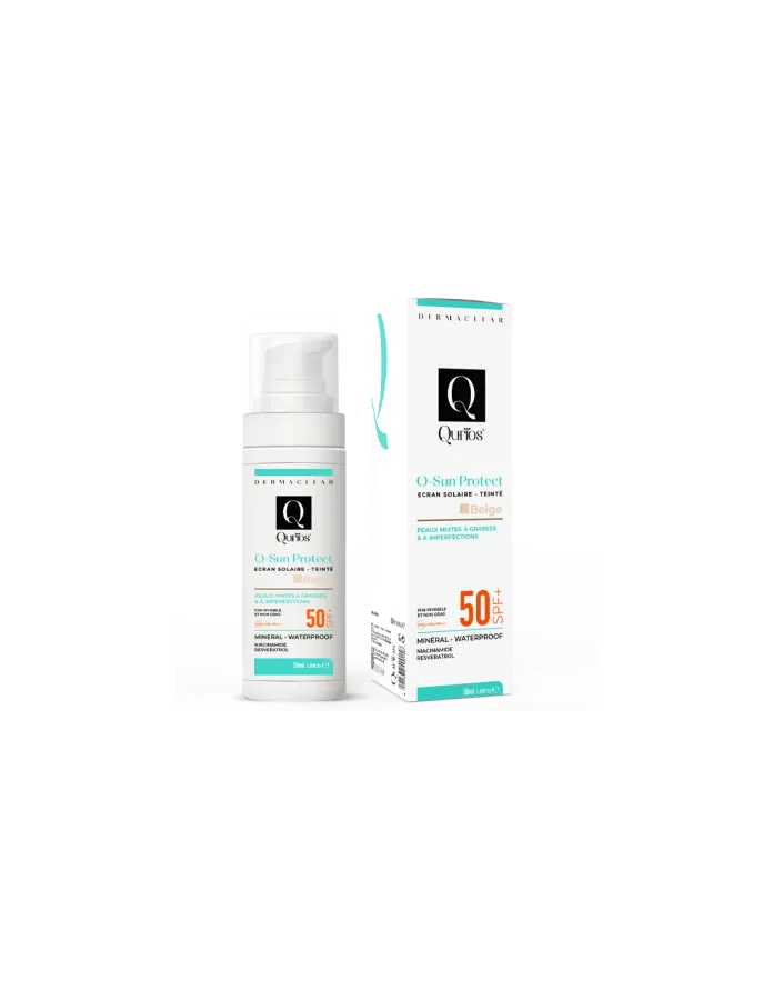 QURIOS Écran Solaire Q-sun protect Beige SPF 50 Peau Mixte à Grasse