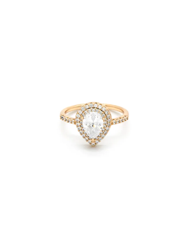 Bague de Fiançailles Poire Sertie de Zircon 7