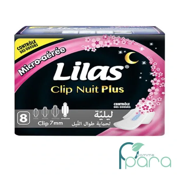 LILAS Serviettes Clip Pocket Nuit Plus 8/P