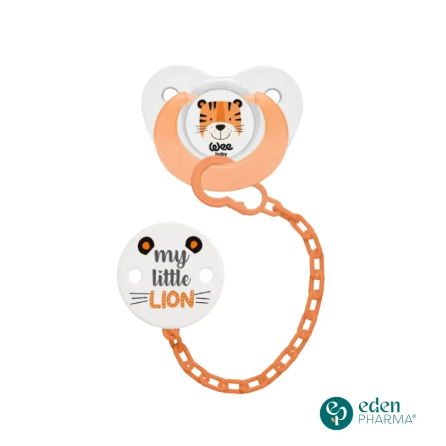 Wee Baby Sucette Avec Chaine Orange 6-18m