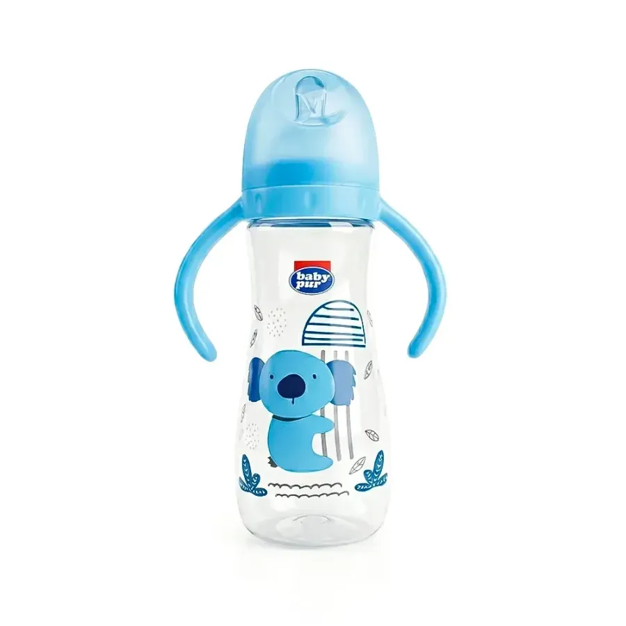 Baby Pur Biberon en Plastique Rocket Avec Anse 250 ml BLEU Ref 72039