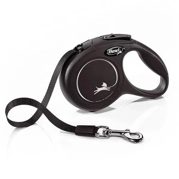 Flexi New Classic Tape – Laisse pour chien – Noir – M – 5 m – (<25 kg)