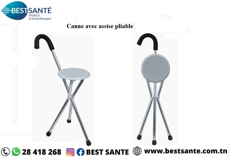 Canne avec assise pliable