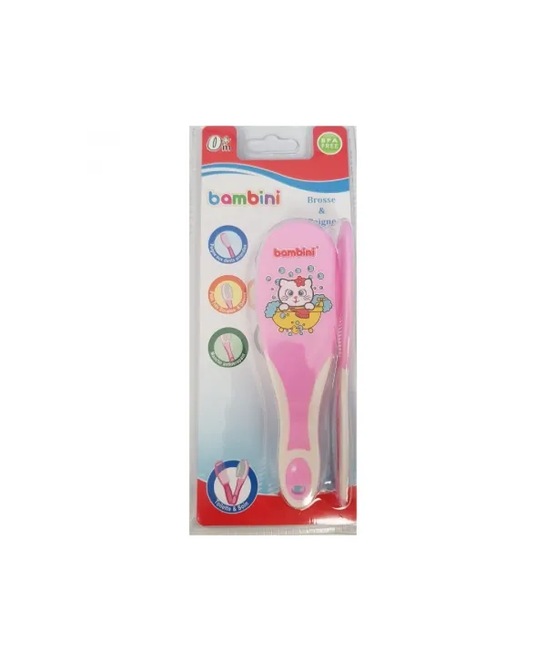 BAMBINI Brosse et Peigne Rose