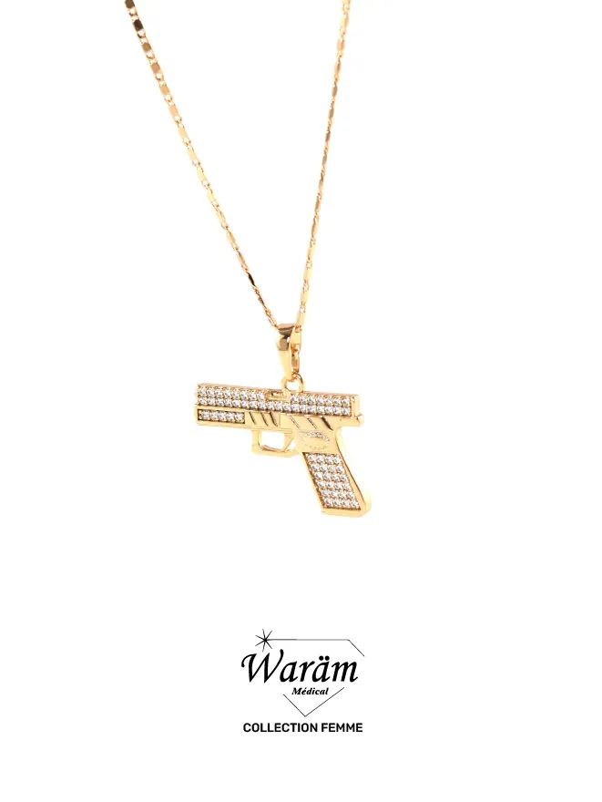 Collier Pistolet pavé de zircons