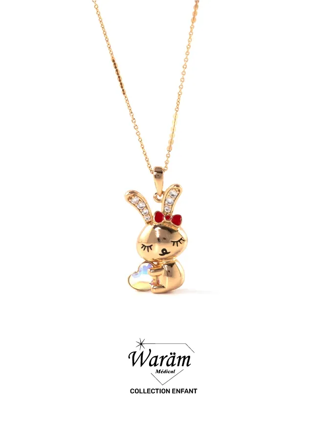 Collier Lapin Doré – Bijou Enfant Ludique