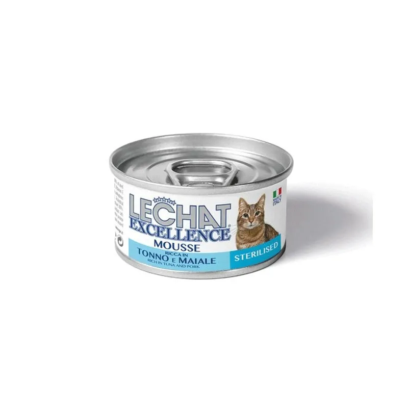 LECHAT EXCELLENCE MOUSSE STERILISED THON ET PORC 85GR