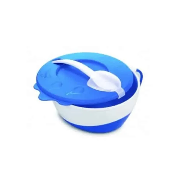 canpol bol avec couvercle et cuillere 350 ml bleu