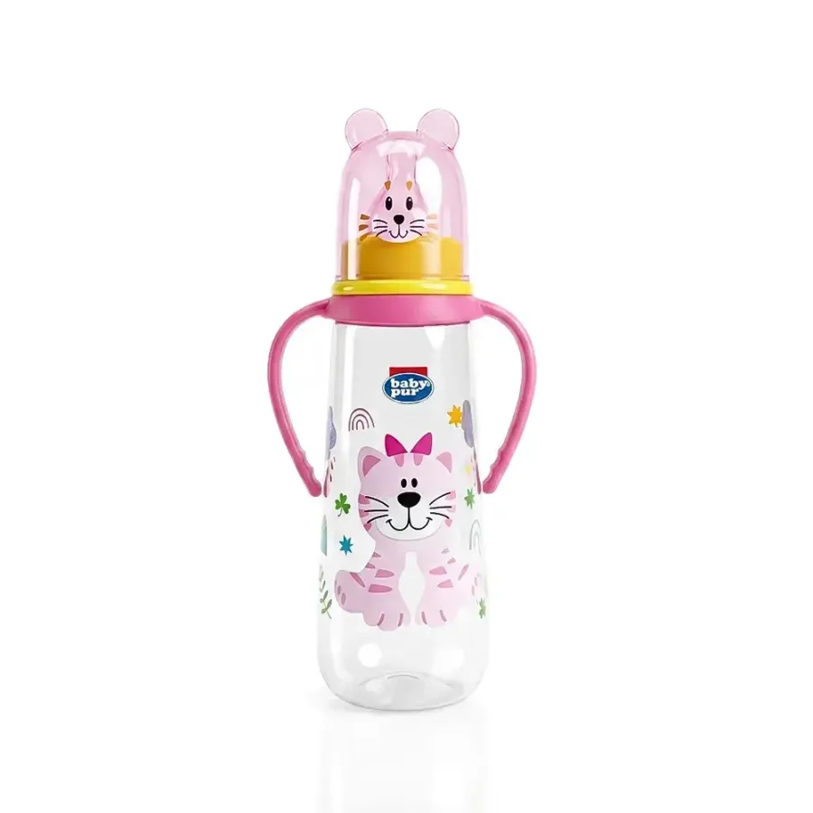 baby pur biberon Calinou pp avec anse rose 250 ml REF (72035)