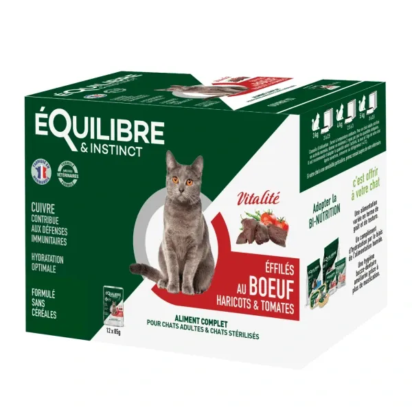 E&I Effilés Vitalité Boeuf Haricots Tomates 12x85g