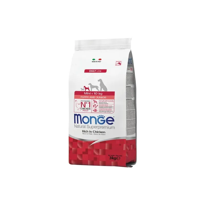 MONGE NATURAL SUPERPREMIUM CROQUETTE MINI PUPPY ET JUNIOR 3KG