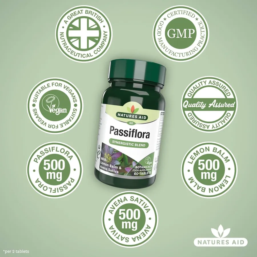 Natures Aid Passiflora Complex 60 comprimés végétaliens pour la santé digestive