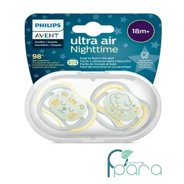 AVENT PHILIPS SUCETTE ULTRA AIR NIGHTTIME SCF376-01 18 MOIS+