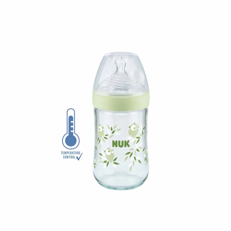 NUK Biberon Nature Sense Avec Temperature Control En Verre Vert 240ml