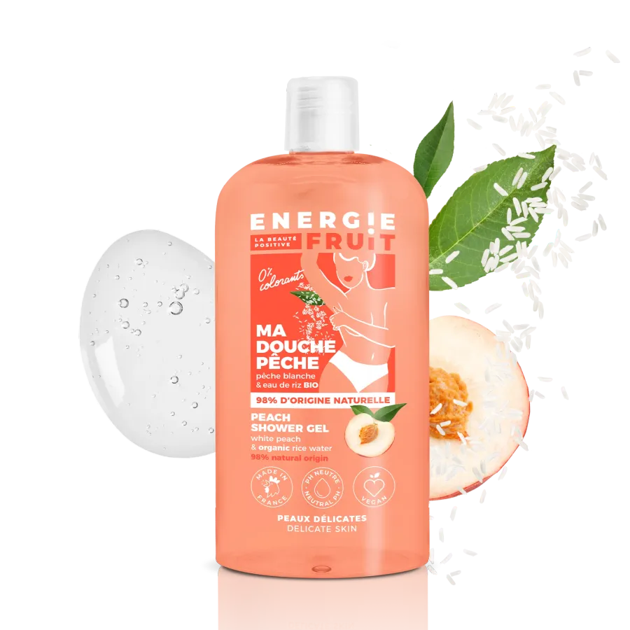 Energie Fruit Gel Douche ph Neutre Pêche Blanche et Eau de Riz 500ml