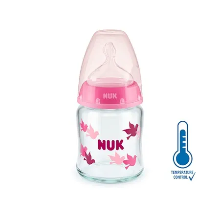 NUK FIRST CHOICE+ Biberon Temperature Control en Verre Rose 120ml