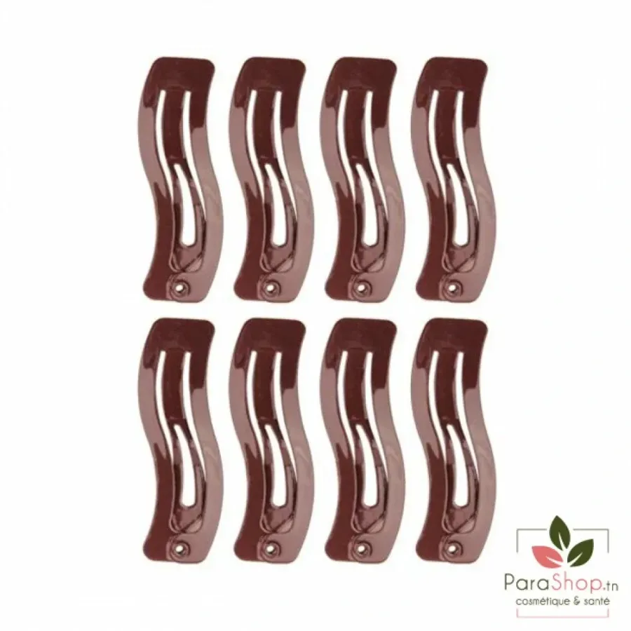 TITANIA 8 Clips a Cheveux Wave Marron 4CM - 7883 B