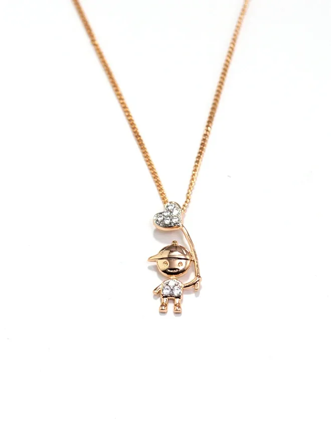 Collier Ballon Cœur en Zircon