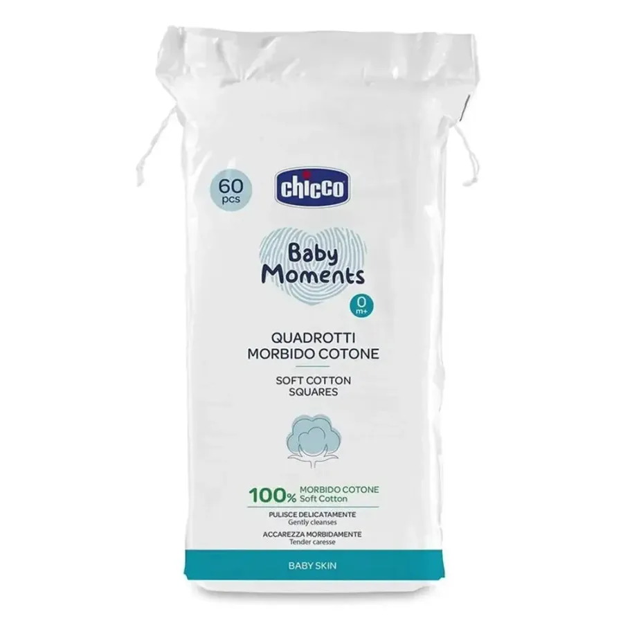 Chicco Baby Moments Coton Carré 60 pièces