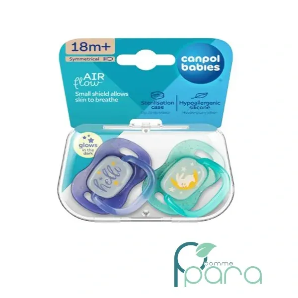 CANPOL 2 Sucettes Symétrique NightGlow 18m+ Blue