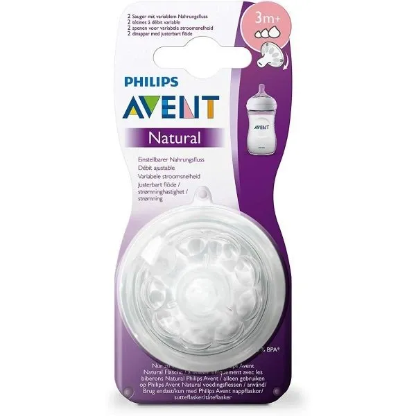 AVENT Philips 2 Tétines Natural 3M+ SCF043/27